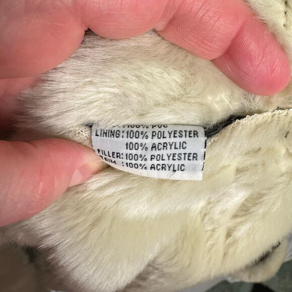 Miletta Black Cream Vegan Faux Leather Fur Trim Lined Zip Bomber Jacket Sz XL - Picture 8 of 15